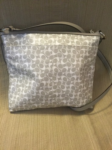 Grey and White Coach Bag